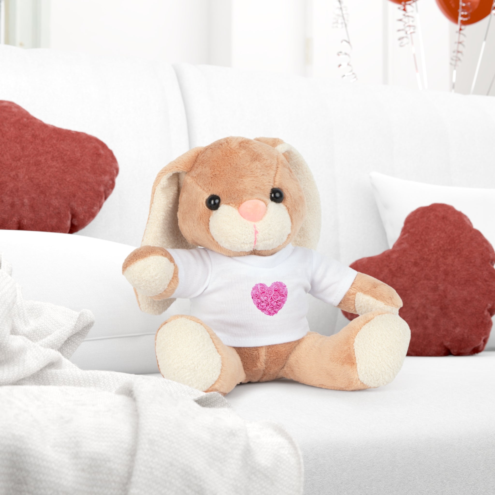 Pink Flower Heart Plush Toy with T-Shirt