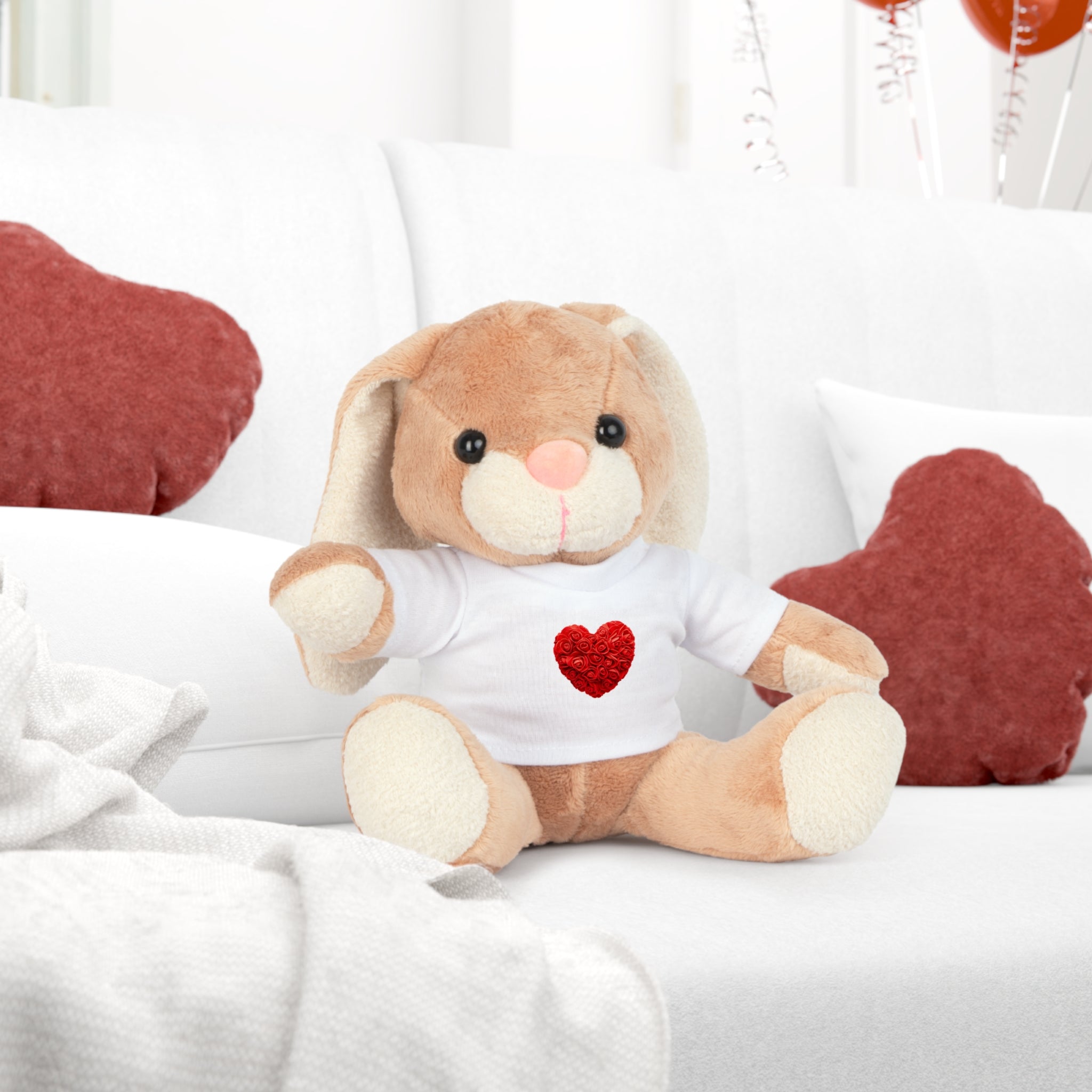 Red Flower Heart Plush Toy with T-Shirt