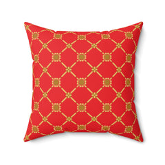 Red Polyester Square Pillow
